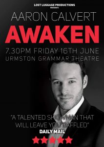 Poster for Aaron Calvert Awaken show in Manchester in June 2017